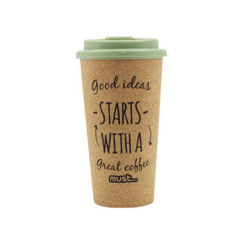 Βιοδιασπώμενη Κούπα με Επένδυση από Φελλό Πράσινη - 480ml