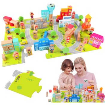 Παζλ City Building Blocks με Ξύλινα Τουβλάκια Classic World