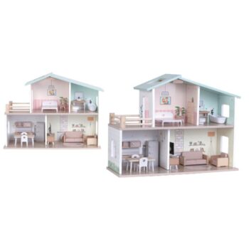 Ξύλινο Διώροφο Κουκλόσπιτο με Έπιπλα | Luna Toys