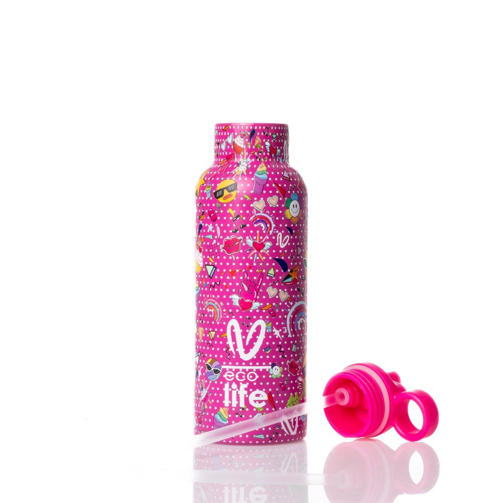 Θερμός 500ml με Καλαμάκι Rainbow | Ecolife x Vasiliki Miloussi